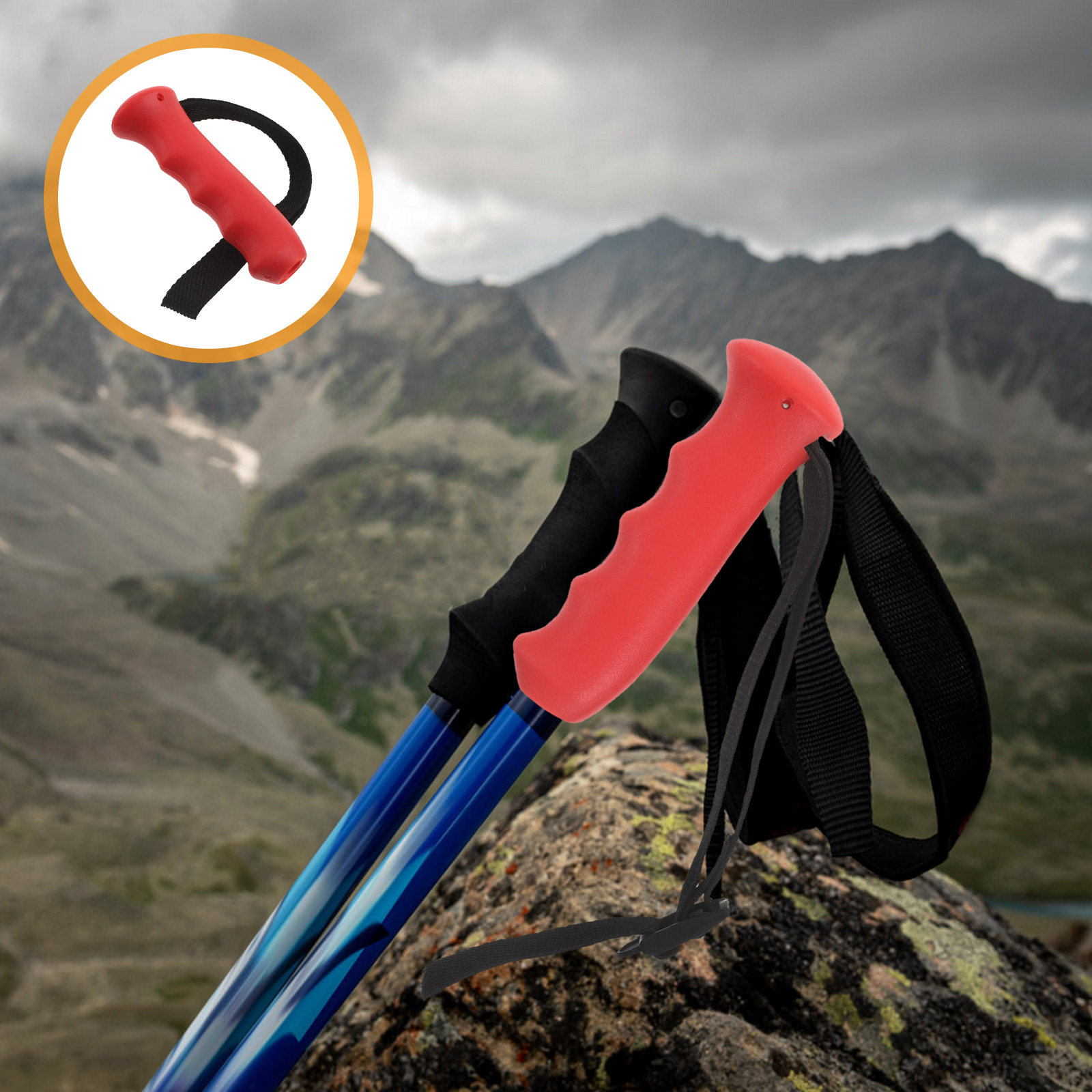 Wrist Straps Replacement Trekking Pole - 레드 케인 핸들 그립 교체용 인체공학적