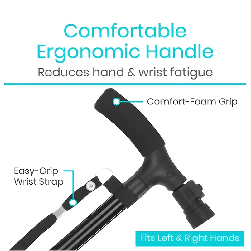 LED 라이트가 장착된 접이식 지팡이, 높이 조절 가능 - Folding Walking Sticks Hiking Adjustable 리뷰 및 가격