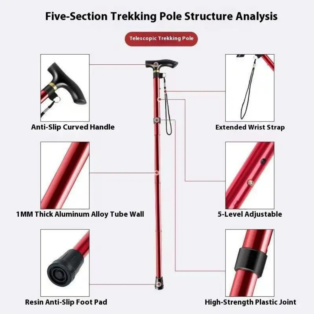 접이식 초단거리 하이킹 폴, 등산 관광용 5단 조절식  - Folding Walking Sticks Hiking Adjustable 리뷰 및 가격